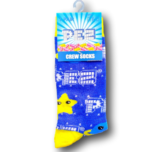 3/$20 Pez Retro Candy Stars & Planets Funny Novelty Crew Socks - NWT - Picture 1 of 3